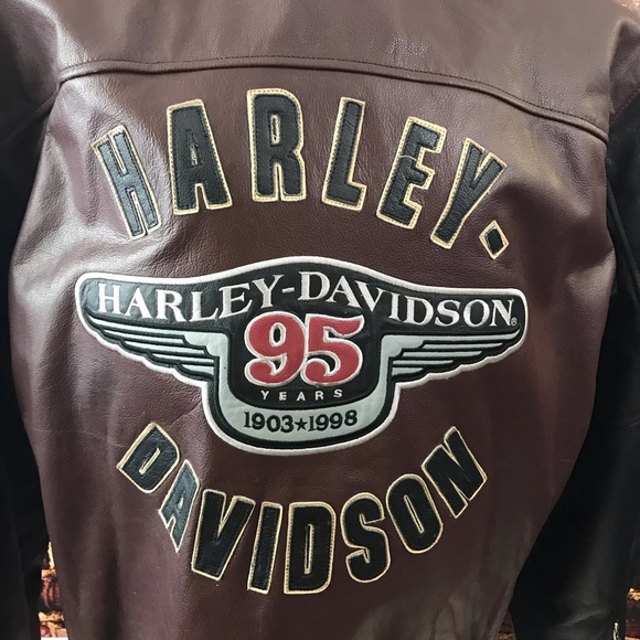 Harley Davidson 95th ANNIVERSARY Black & Brown Lea - Picture 5 of 10